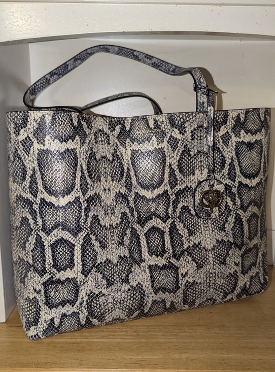 Kurt Geiger Handbags - Kurt Geiger Snake-Print Chelsea Shopper Tote - Neutral Black & Cream